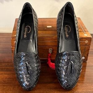 EXCELLENT Pappagallo Woven Leather Tassel Flats 6.5 M Black